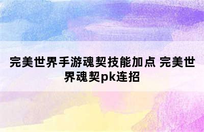 完美世界手游魂契技能加点 完美世界魂契pk连招